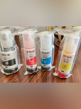 Epson 502 Ink Bottles - Black, Magenta, Cyan, Yellow